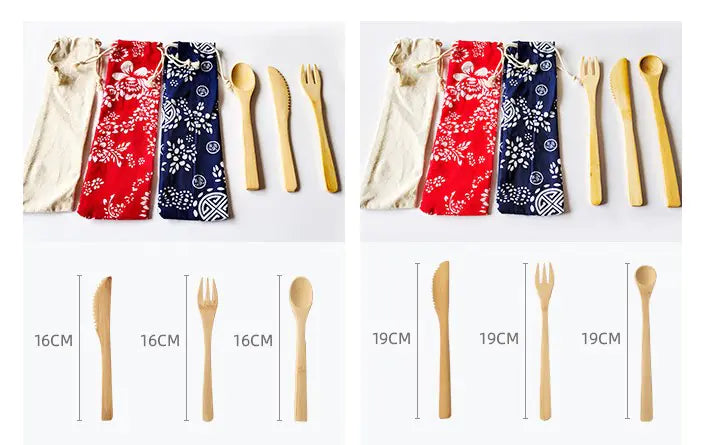 Bamboo Cutlery Set - Japanese Style Dining Utensils