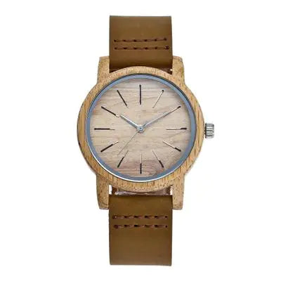 Bamboo & Leather Couples Watch