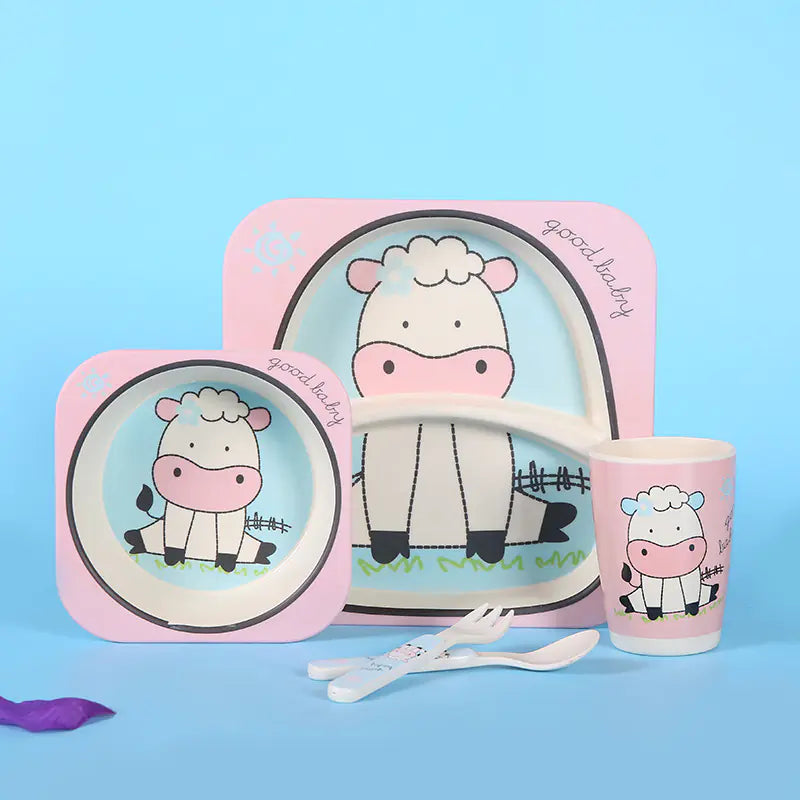Eco-Friendly Bamboo Fiber Kids Dinnerware Set