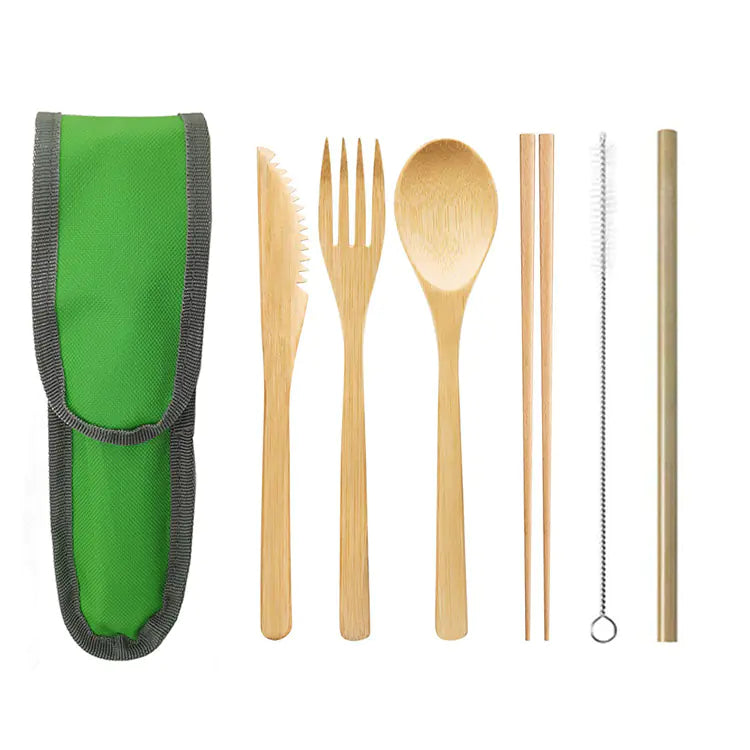 Bamboo Cutlery Set with Reusable Straw