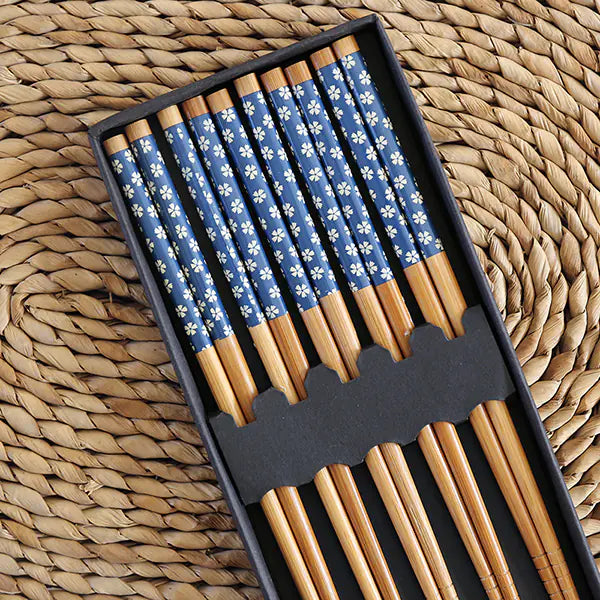 Elegant Japanese Bamboo Chopstick Set (5 Pairs)