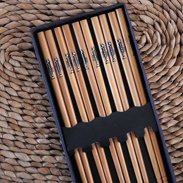Kawashimaya Japanese Bamboo Chopsticks Set (5 Pairs)