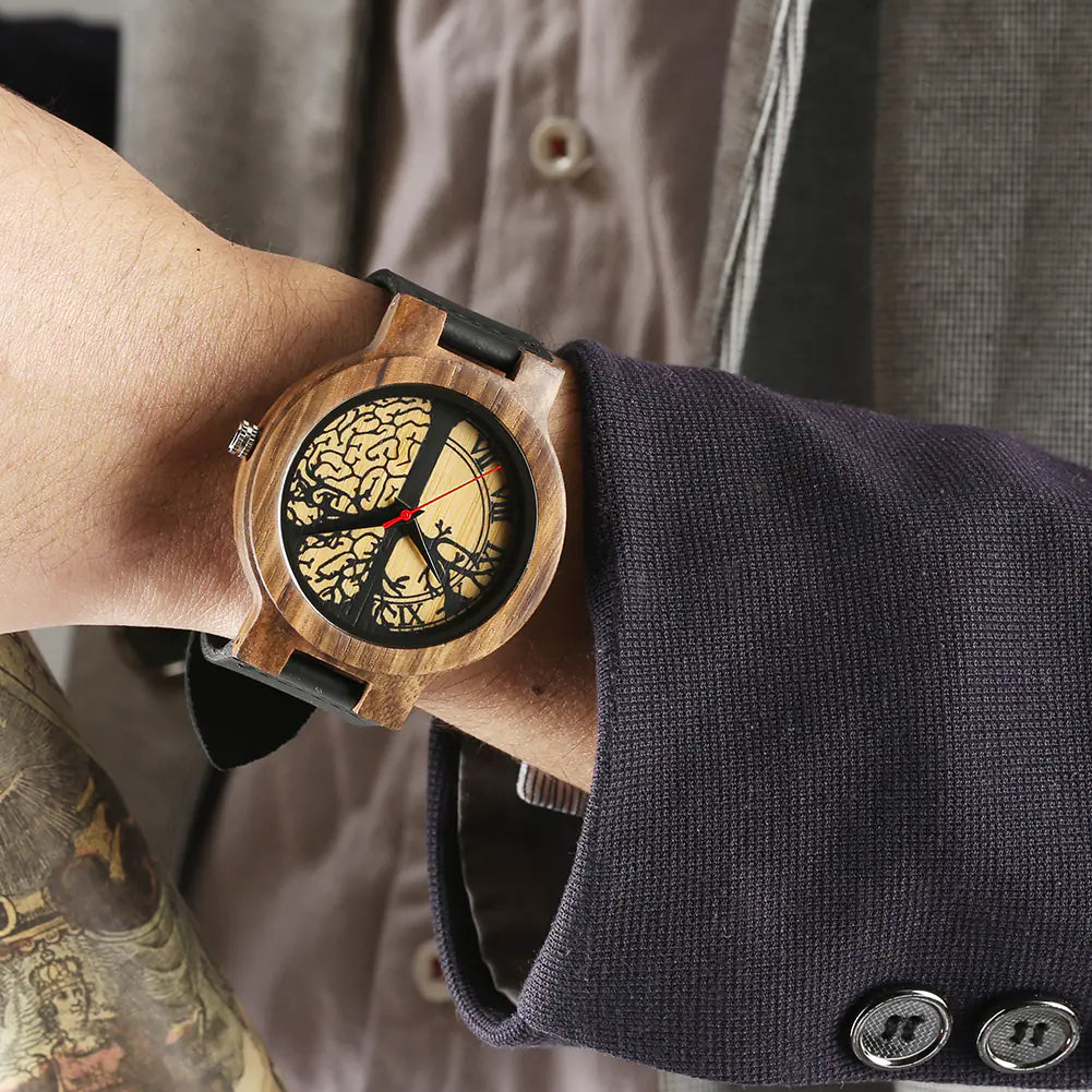 Tree of Life Zebra Wood and Bamboo Watch