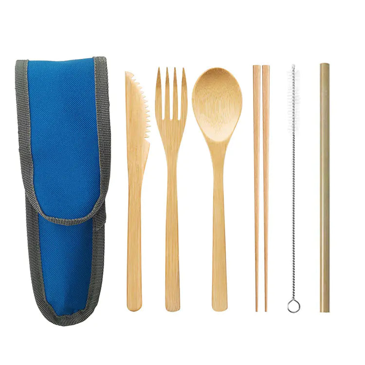 Bamboo Cutlery Set with Reusable Straw