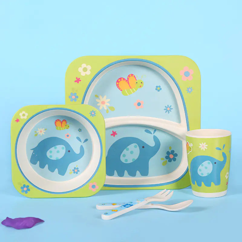 Eco-Friendly Bamboo Fiber Kids Dinnerware Set