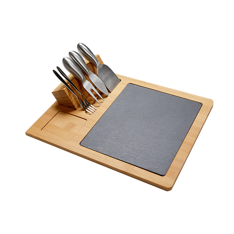 Premium Bamboo and Slate Serving Platter