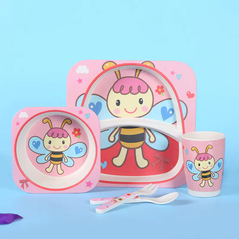 Eco-Friendly Bamboo Fiber Kids Dinnerware Set