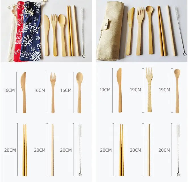 Bamboo Cutlery Set - Japanese Style Dining Utensils